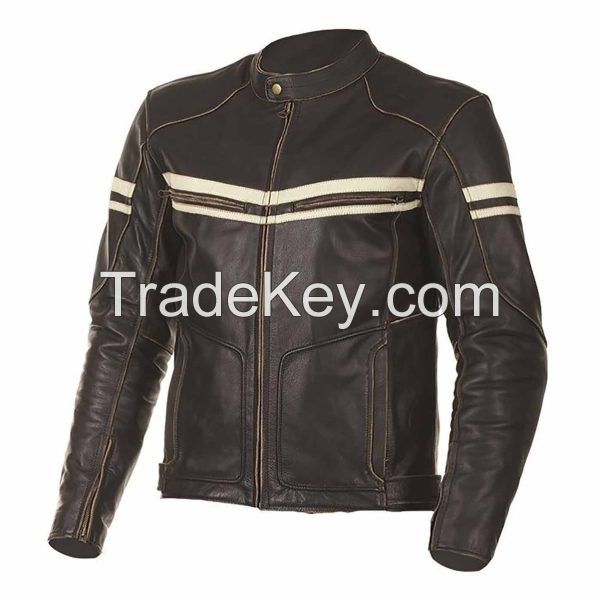 Custom Hot Selling Leather Fashion Men Motorbike Jackets Made of Milld Leather/Mens Black Real 100% Genuine Leather