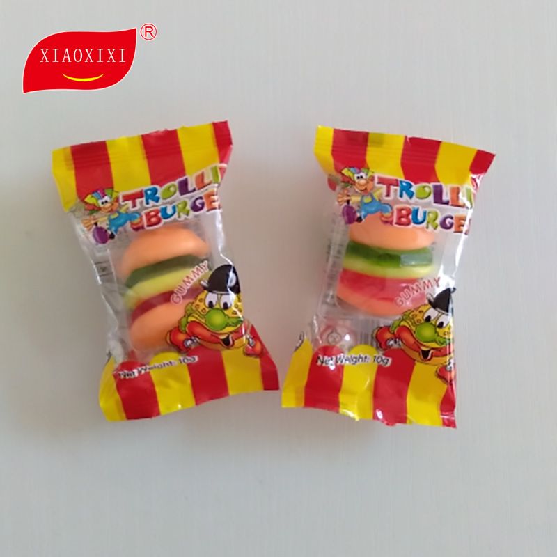 Chinese Candy Manufacturer 10g Hamburger Shape Gummy Candy Jelly Gummy Candy With Halal Certificate