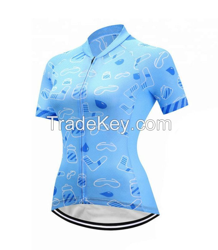 Sky Blue Sublimated Womens Cycling Jersey