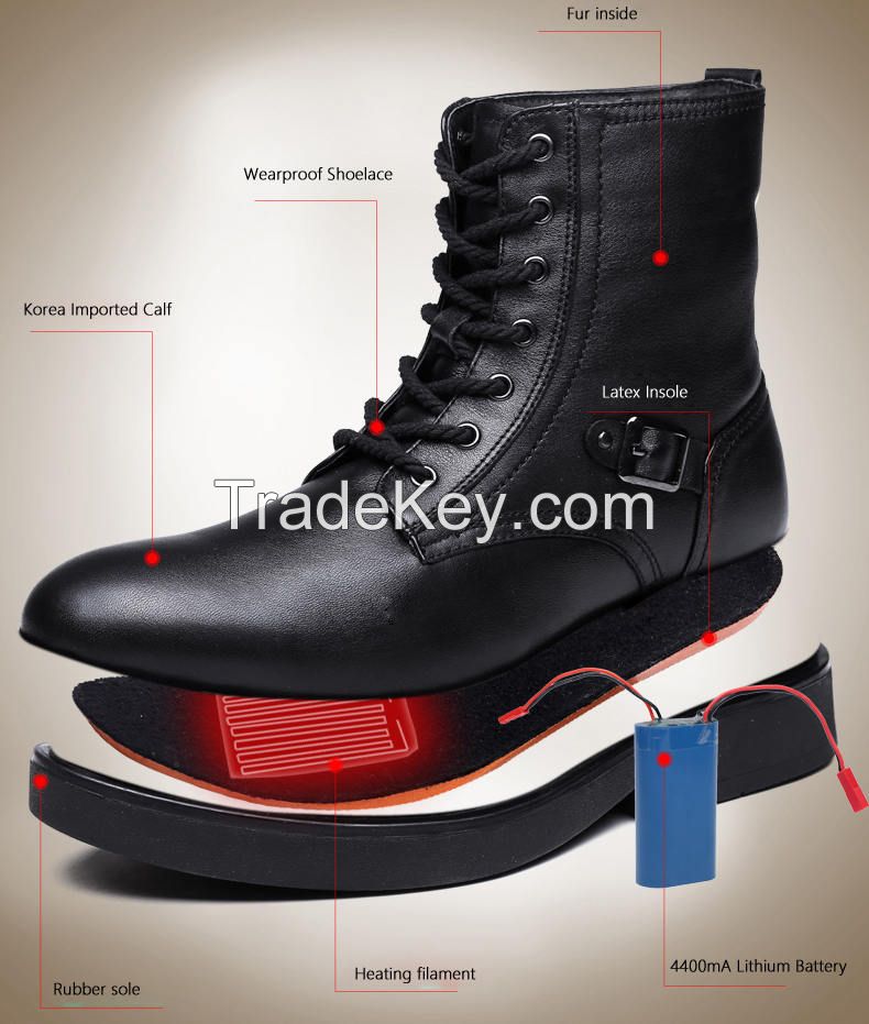 HS5 Rechargeable Electric Heated Shoes Men Ankle Boots, Electric Rechargeable Heated Shoes for Cold Weather