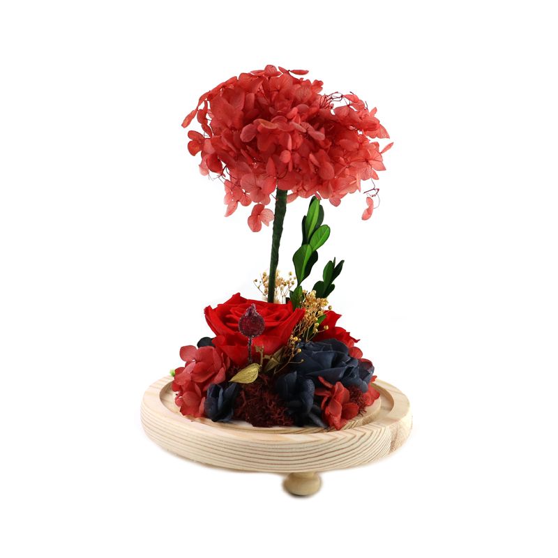 Hydrangea tree in glass dome preserved flower island miniature landscape