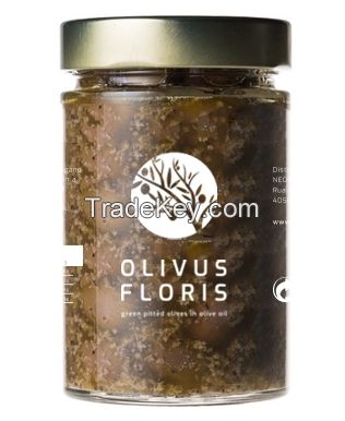 Preserved and Aromatized Pitted Table Olives