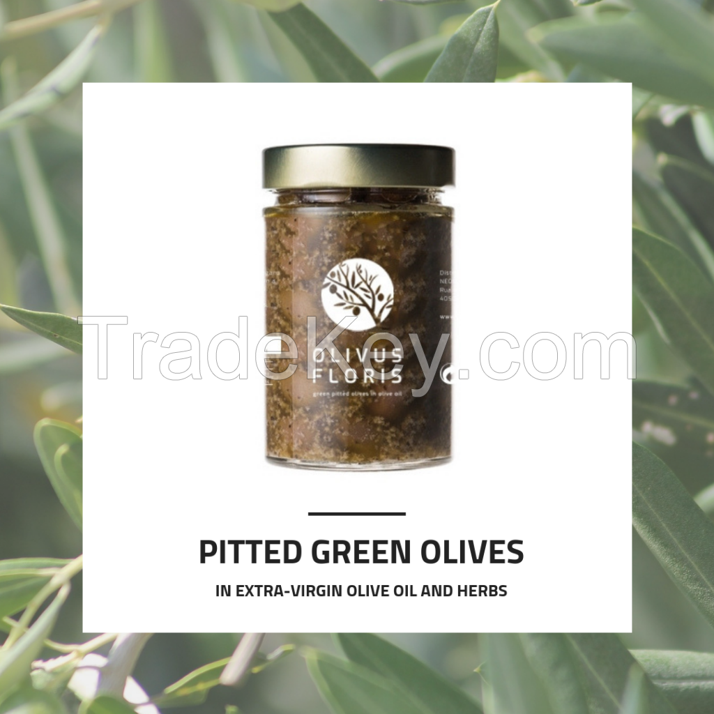 Preserved and Aromatized Pitted Table Olives