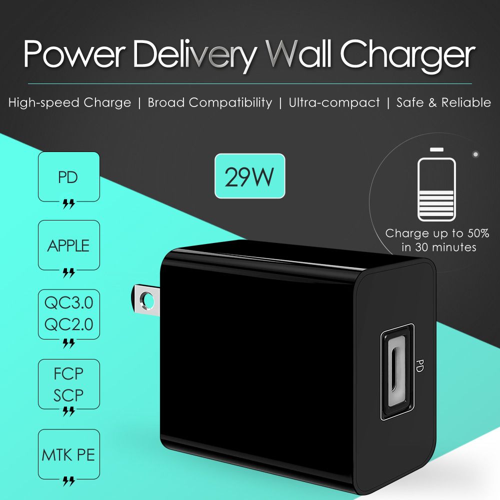 PD Charger 29W Power Adapter USB Charger Mobile Accessory Wall Charger