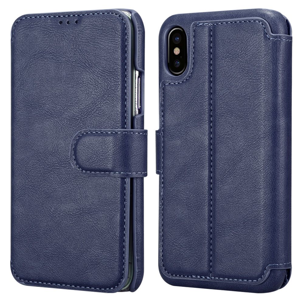 iPhone Xs Max 6.5 Inch Leather Wallet Case Flip Cover With Stand(Black Blue Orange Pink)