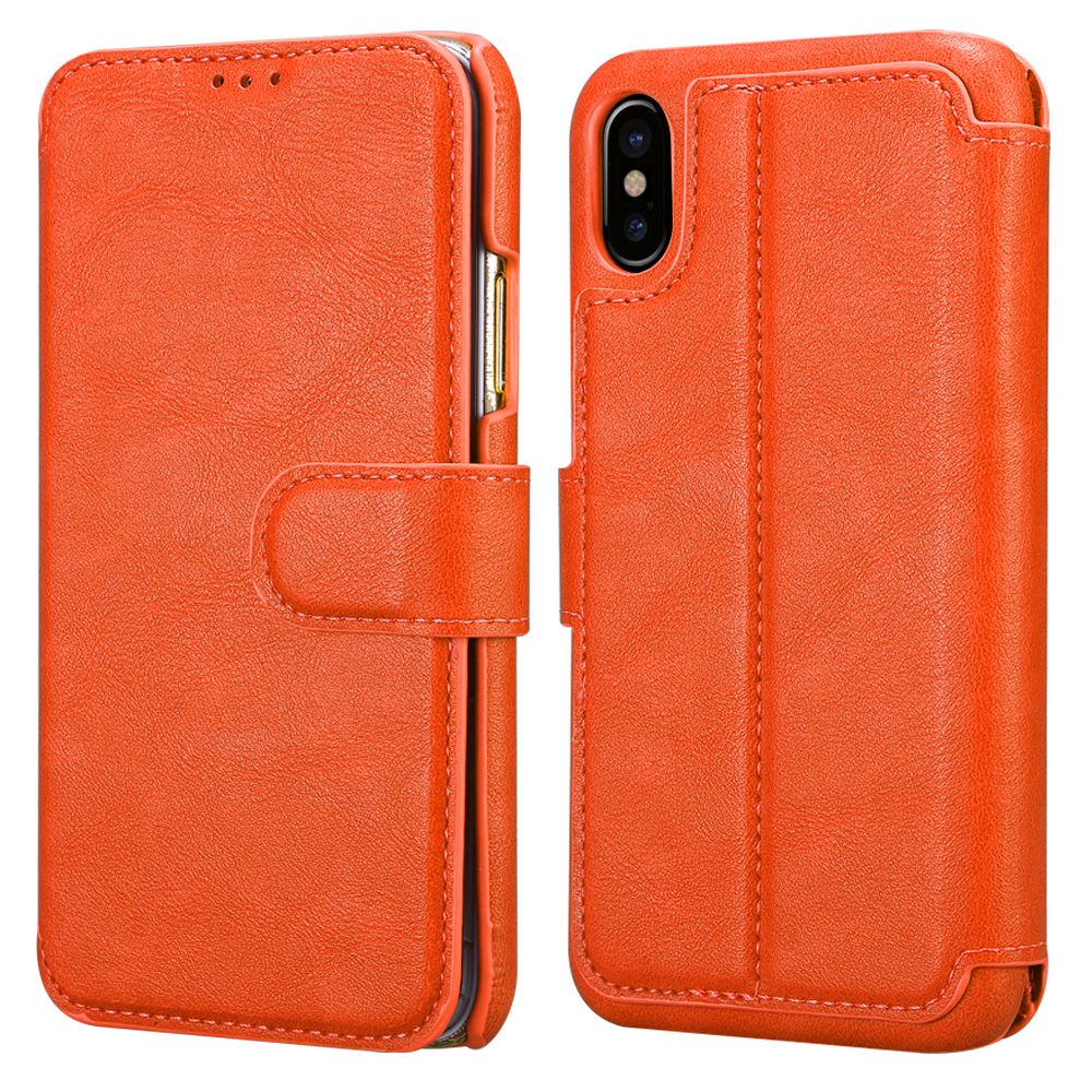 iPhone Xs Max 6.5 Inch Leather Wallet Case Flip Cover With Stand(Black Blue Orange Pink)