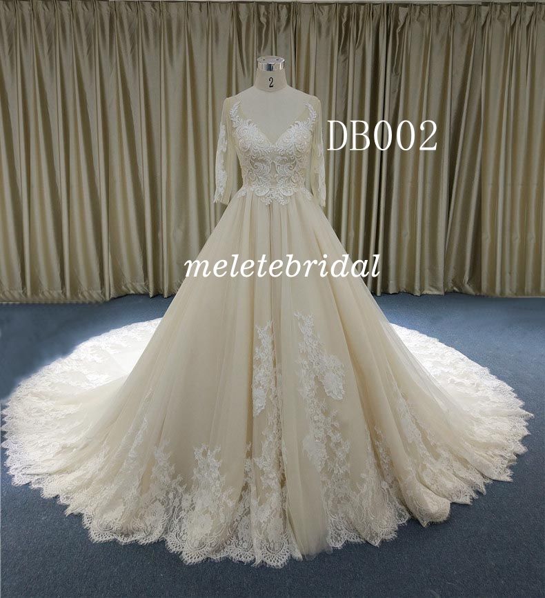 Nice Lace Ball Gown V Neckline Backless Wedding Gown