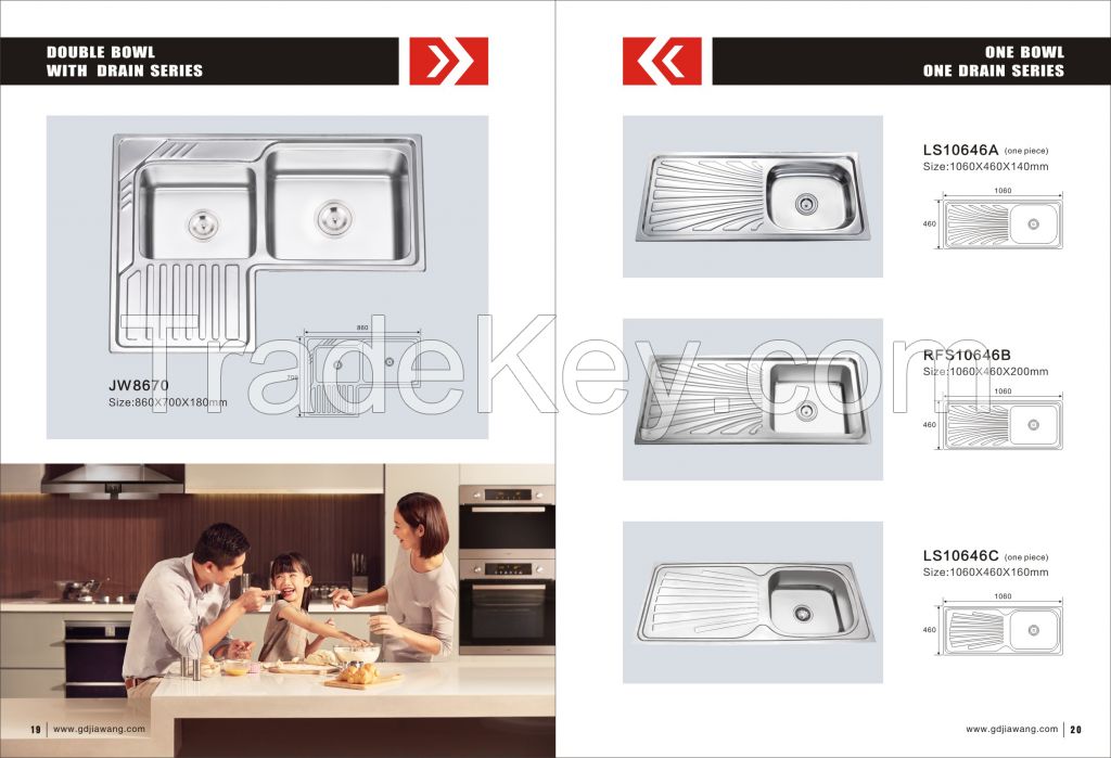 Single 201 stainless steel sink size:1060*460*140