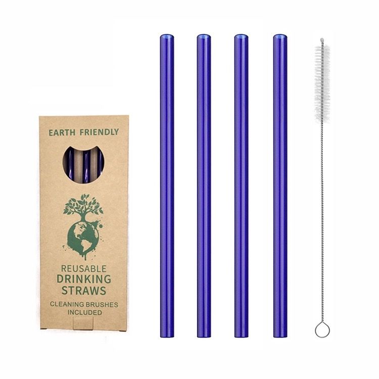 Color borosilicate heat-resistant environmentally friendly  glass straw