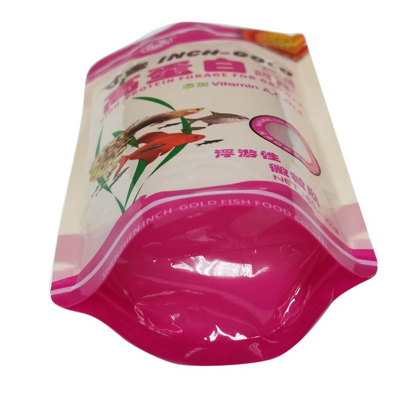 Quality and quantity assured eco-friendly biodegradable animal feed packaging bag stand up plastic fish lure packaging zipper bag with transparent window