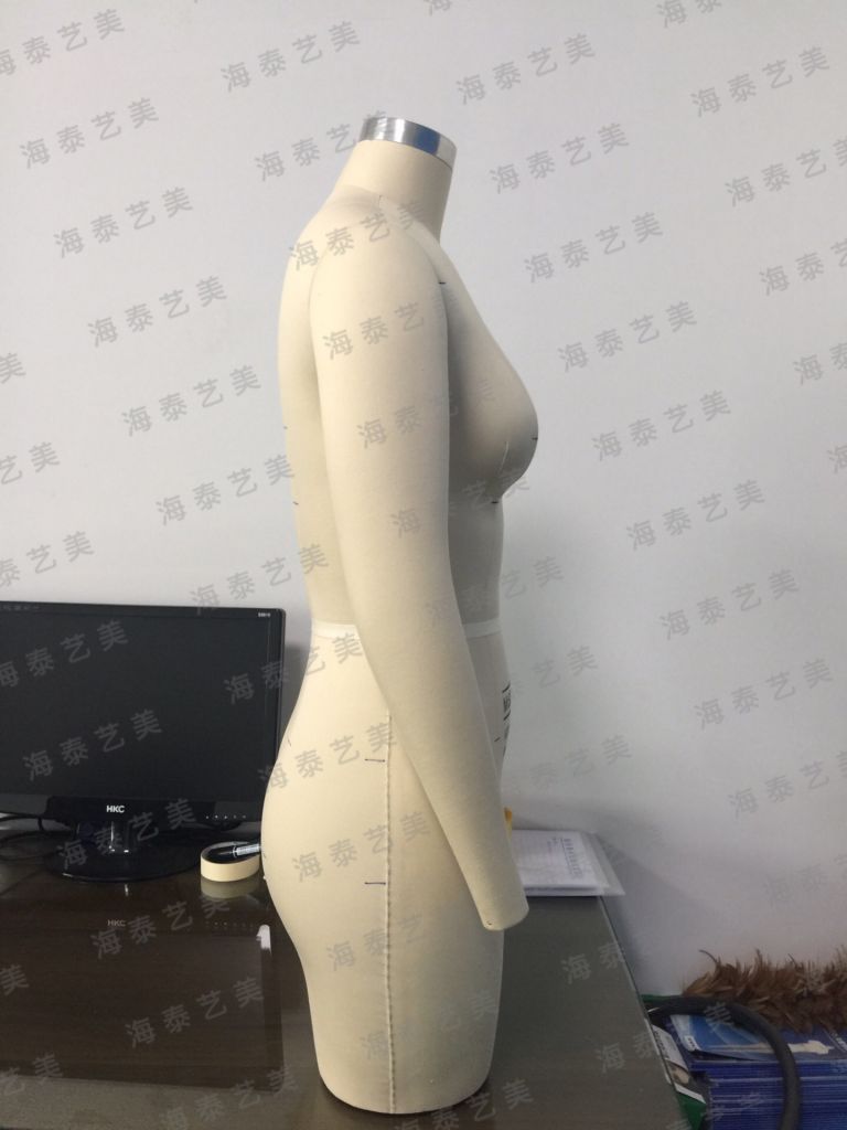 Half body fabric covered female dress form for tailoring