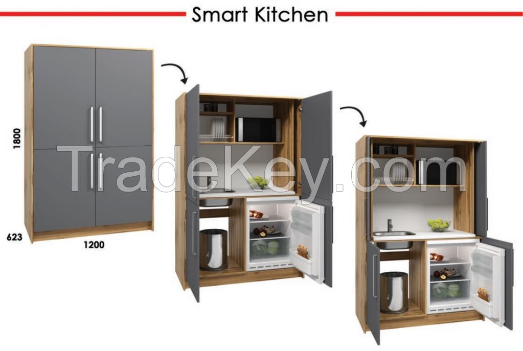 Smart kitchens - compact unique kitchens with multifunctional units