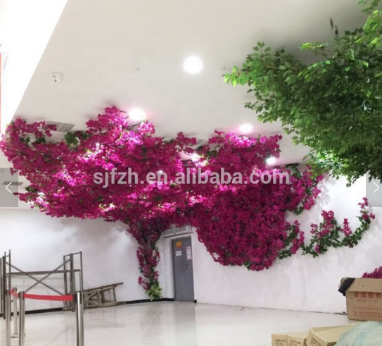 Realistic silk flowers artificial bougainvillea flower tree for wall decoration