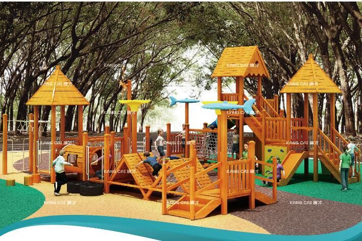 Wooden playground equipment