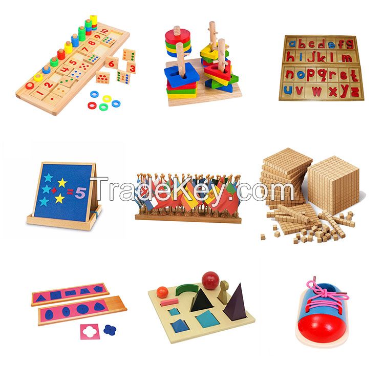 School Wooden Educational Montessori Materials learning center Kids Christmas Montessori Toys