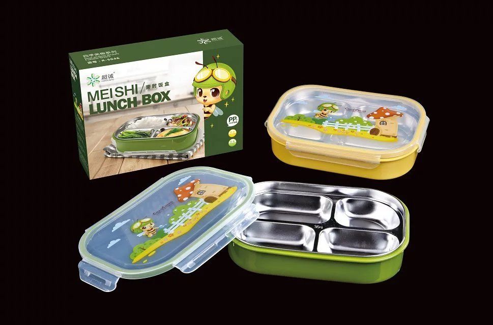 PP plastic bento box 18/10 stainless steel holder airtight lunch box R-5046