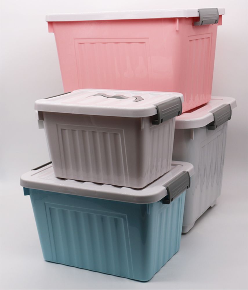 pp plastic storage box with wheels and different colors, home storage bins