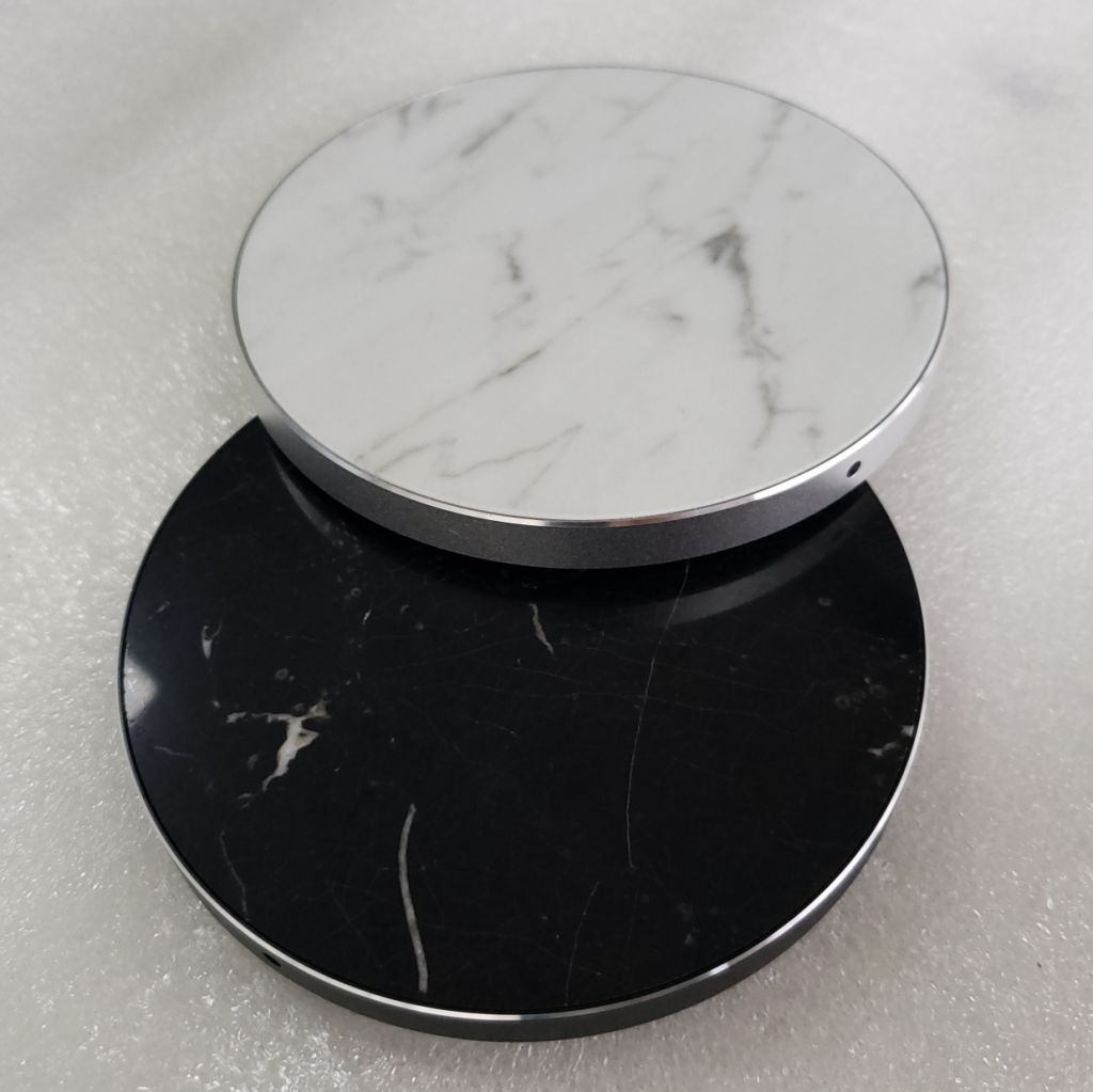 High Quality Cell Phone Mini qi Mobile Real Marble Wireless Charger  Aluminum for iphone Wireless Charger
