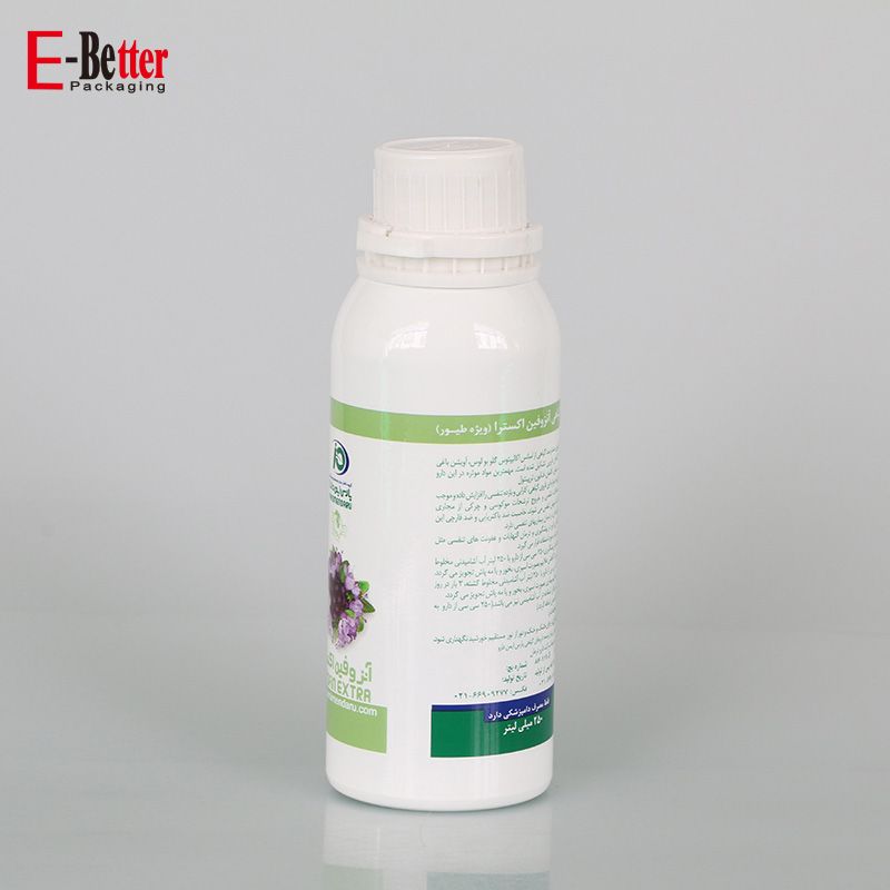 empty silver aluminum gasoline fuel additive bottle