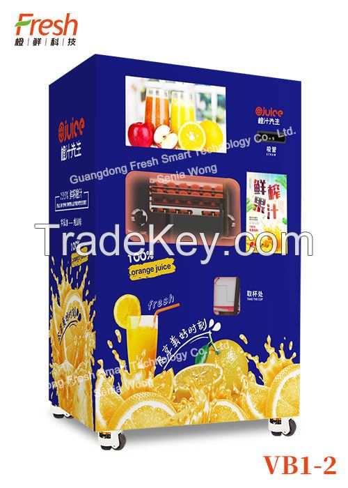 New Fresh Orange Juice Automatic Vending Machine with Coin Exchange System for fruit juice