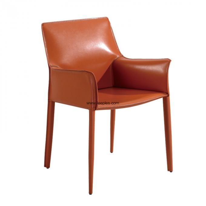 Modern saddle skin dining chair,recycled leather regenerated leather armchair