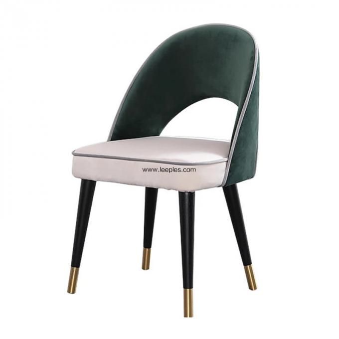 Restaurant furniture round back design wooden leg and upholstery chair dressing velvet chair