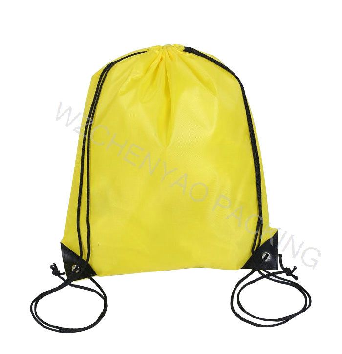 cheap recycled custom foldable 190t 210d waterproof drawstring shoppin