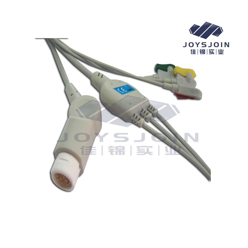 Joysjoin Biolight M7000 M8000 12pin 3-lead ECG Cable with leadwires Sanp, AHA