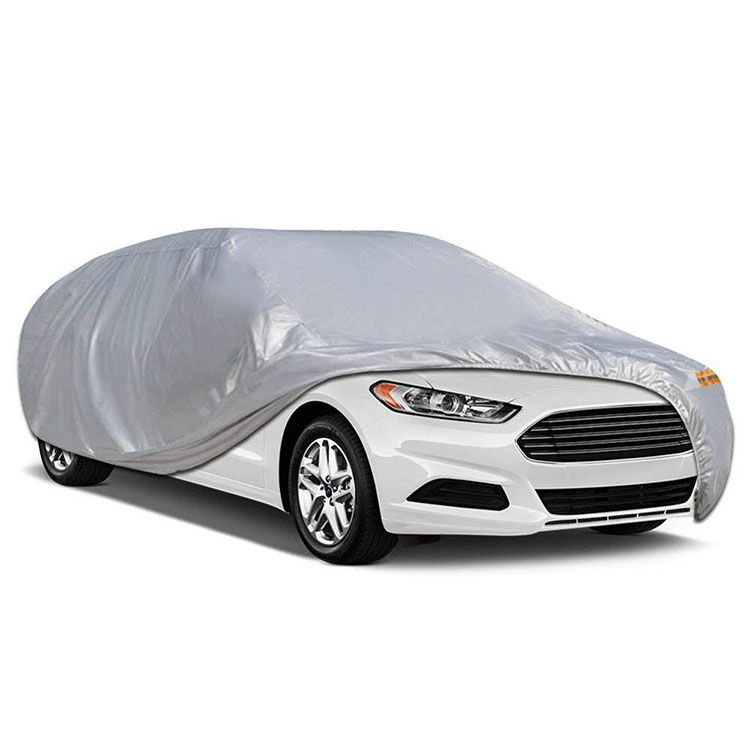 Outdoor Dustproof UV Resistant 190T Polyester Silver Coated Car Cover