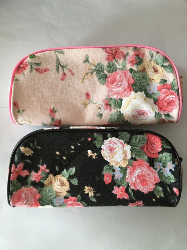 Fashion canvas children pencil case cute flowers pencil case small bag