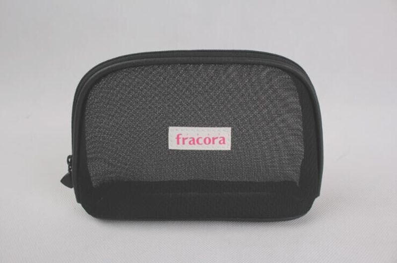 Fashion mesh cloth women cosmetic bag black girls cosmetic bag