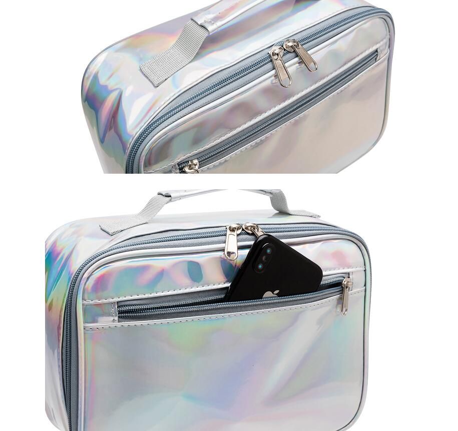 2019 fashion style cooler bag  outdoor tote laser silvery cooler bag