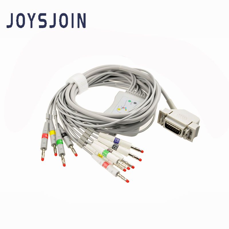 siemens/Hellige 10 lead ekg cable with banana 4.0mm/3.0mm plug end electrodes,4.7K resistor,IEC