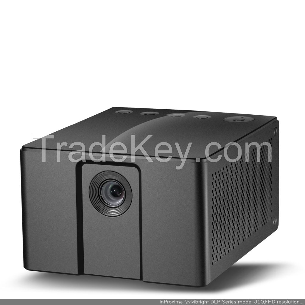 J20 Dlp Smart Projector 1000 Lumens, 1080p Class Fuhd Projector With 18, 000mah Battery For Portable Travel