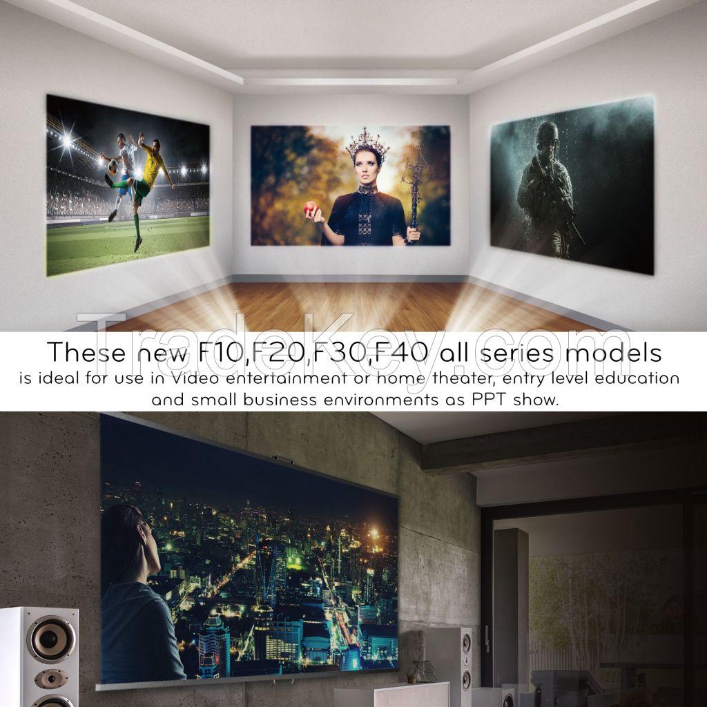 inProxima F10 Portable Projector with WHD/1280x720P LCD panel, mini led projector new 2019 design by Adapter 19V/4A with Android Version