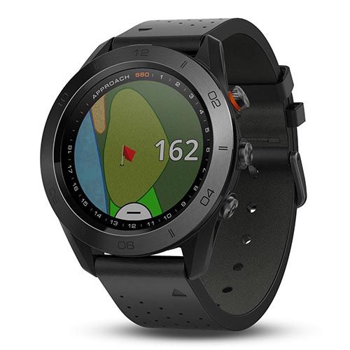 Garmin Approach S60 Golf Watch w/ Touch Screen &amp; Black Leather Band  