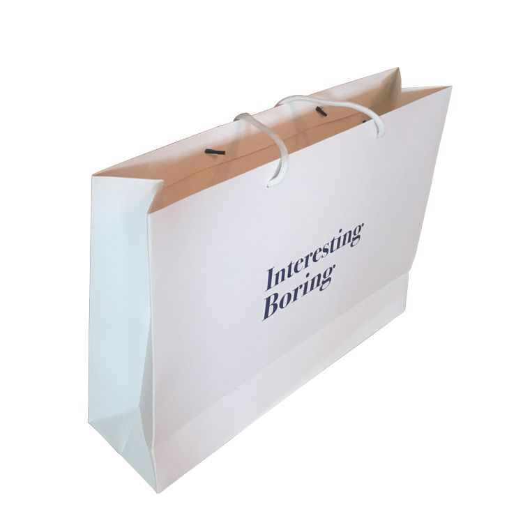 Big size handel white apparel package paper bags custom print