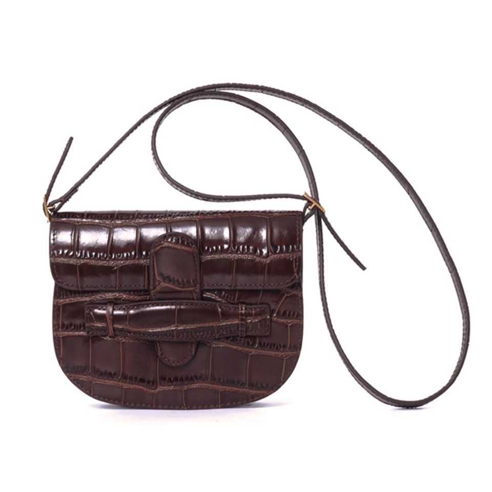 Brown Croco Sling Bag & Waist Bag