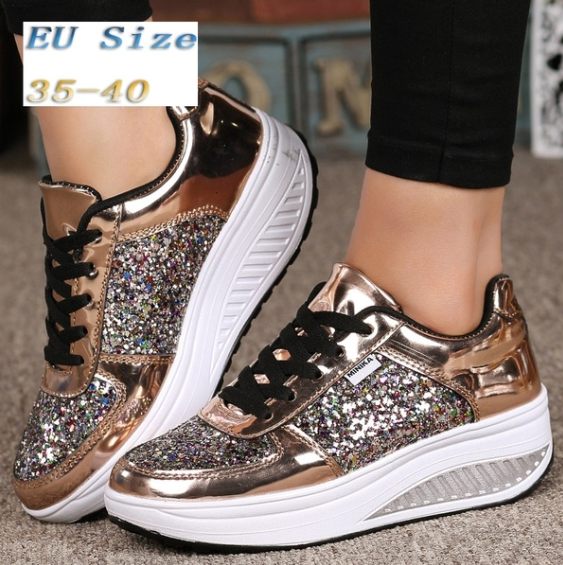 Women Sneakers Sequins Shake Shoes Fashion Girl Sport Shoes Fitness Shoes(