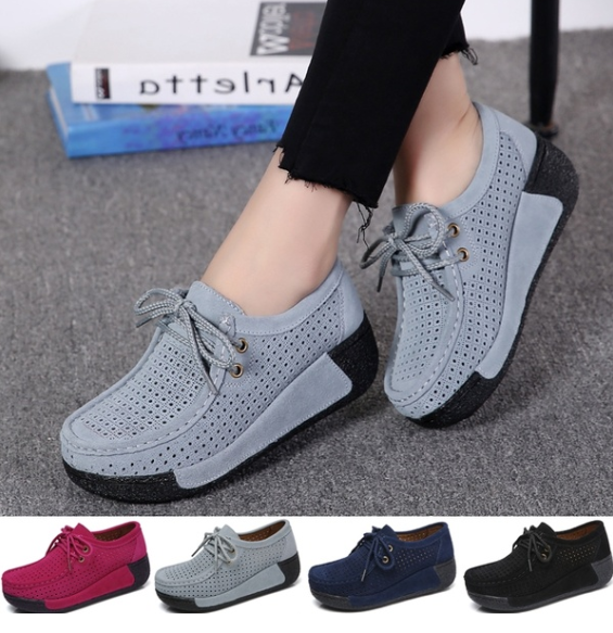 Women Casual Sport Shoes Fashion Female Shake Shoes Ladies Comfortable Hollow-out Breathable Leisure Loafers
