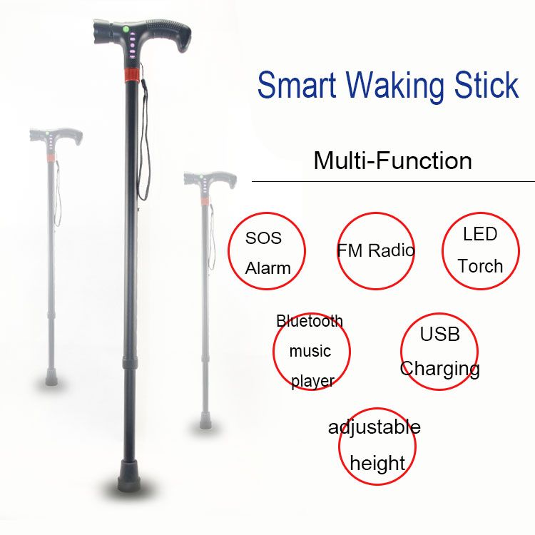 Sos Senior Walking Cane With Sos Bluetooth Torch Fm Mp3