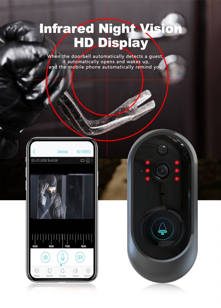 wifi doorbell video smart doorbell camera 2 way Audio Long Range 220v Visual Wireless Doorbell 