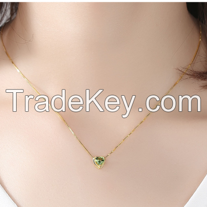 Gemstone Necklace, Heart Necklace-06