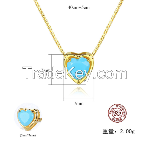 Gemstone Necklace, Heart Necklace-06