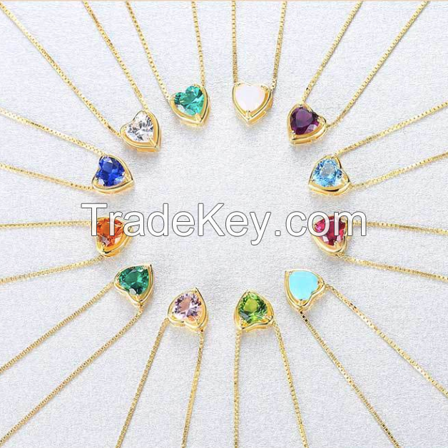 Gemstone Necklace, Heart Necklace-06