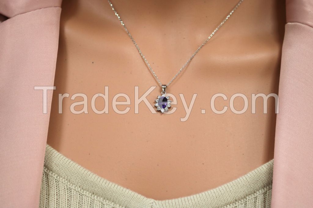 Gemstone Amethyst Necklace-SG08