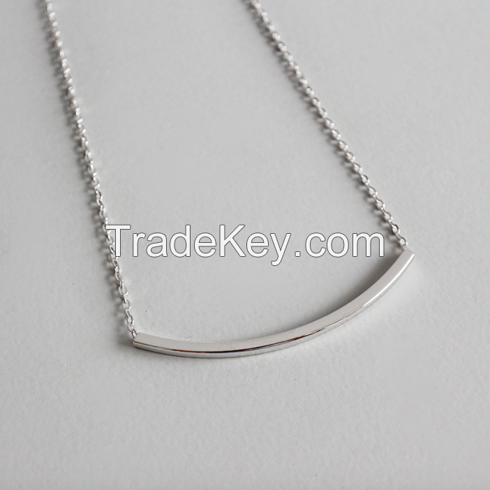 Silver Curved Necklace-SN12
