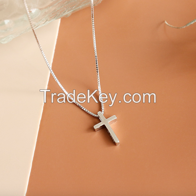 Silver Cross Necklace-SN13