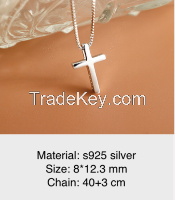 Silver Cross Necklace-SN13