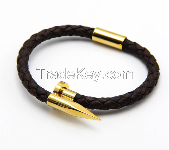 Nail Leather Bracelet